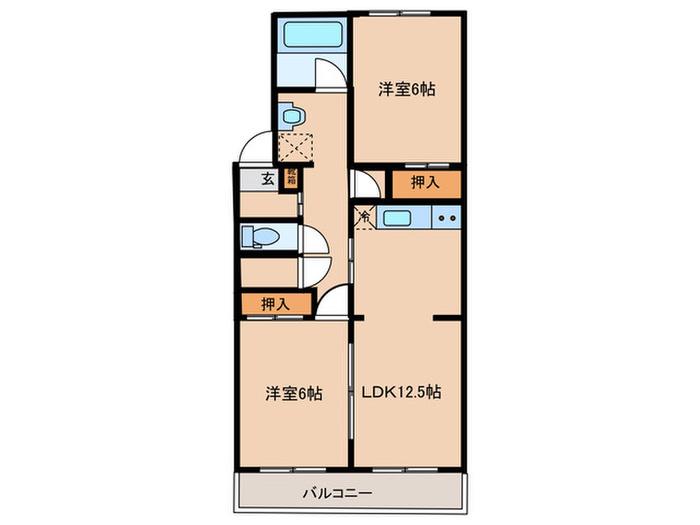 NICハイム横須賀堀ノ内(2LDK/2階)の間取り写真