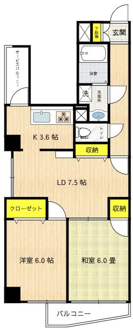 クレスト滝野川II(2LDK/3階)の間取り写真