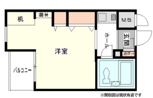 ラフェブランシュ岡本(ワンルーム/2階)の間取り写真