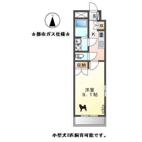 ルーチェ池花(1K/2階)の間取り写真