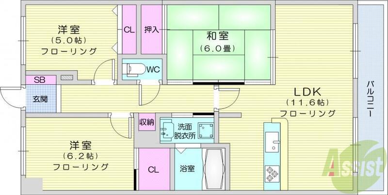 ソレアード舟丁(3LDK/3階)の間取り写真