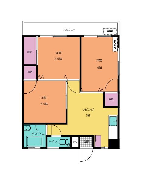 吉岡ビル(3DK/5階)の間取り写真