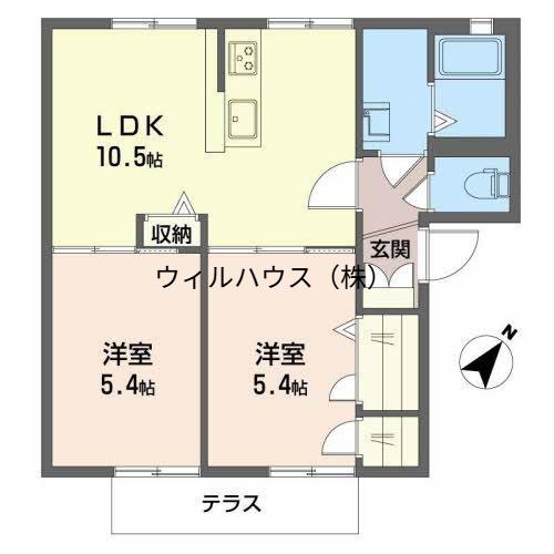 フレグランス浜寺(2LDK/1階)の間取り写真