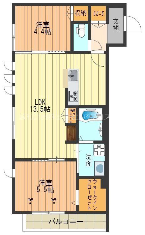 ミリアージュ(2LDK/2階)の間取り写真