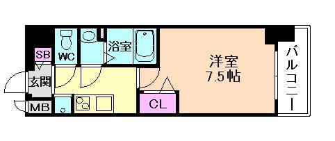 ワールドアイ大阪CITYGATE(1K/4階)の間取り写真