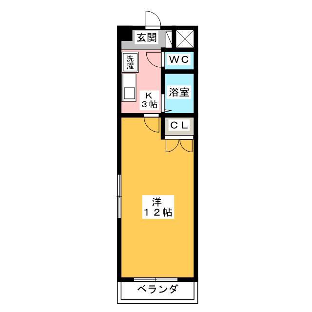 ARTRAマンション C棟(1K/2階)の間取り写真