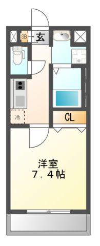 ロイヤルクイーンズパーク吹田片山町(1K/4階)の間取り写真
