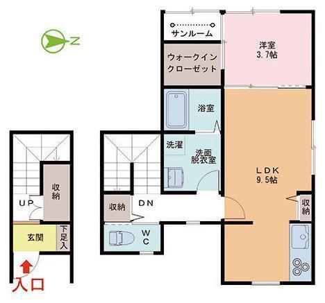 ソレイユ大町(1LDK/2階)の間取り写真