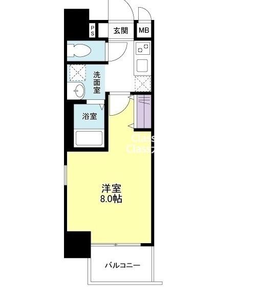 ビガーポリス143松ヶ枝町(1K/9階)の間取り写真