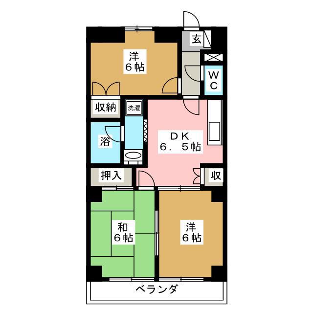 マルティニーク(3DK/3階)の間取り写真