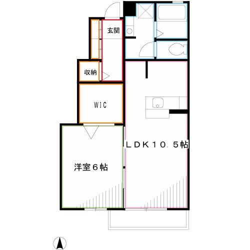 マグノリア(1LDK/1階)の間取り写真