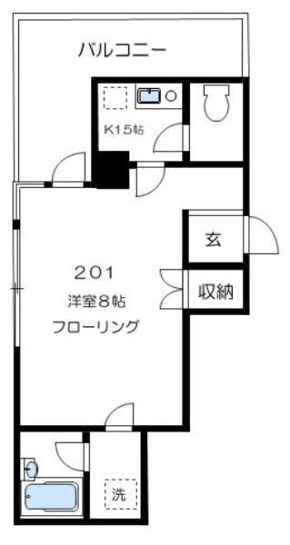 豪徳寺ヒルズ(1K/2階)の間取り写真