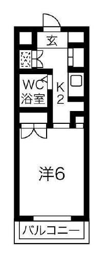エトワール八戸第一(1K/4階)の間取り写真