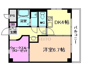 富久美荘(1DK/5階)の間取り写真