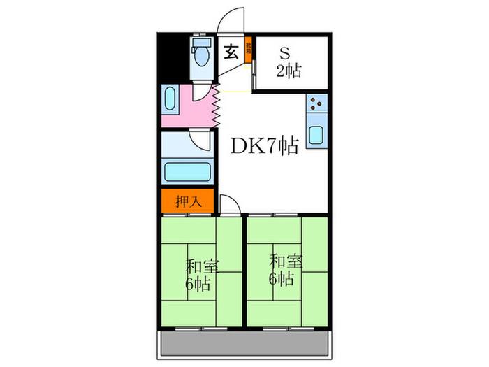 第1久米マンション(2SDK/5階)の間取り写真