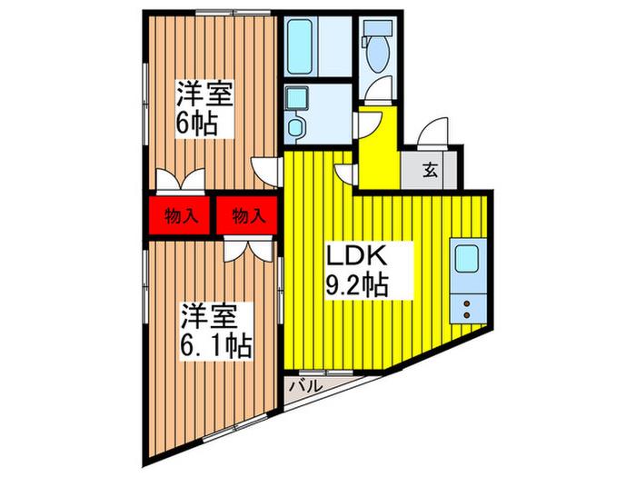 セブンハイツ(2LDK/2階)の間取り写真