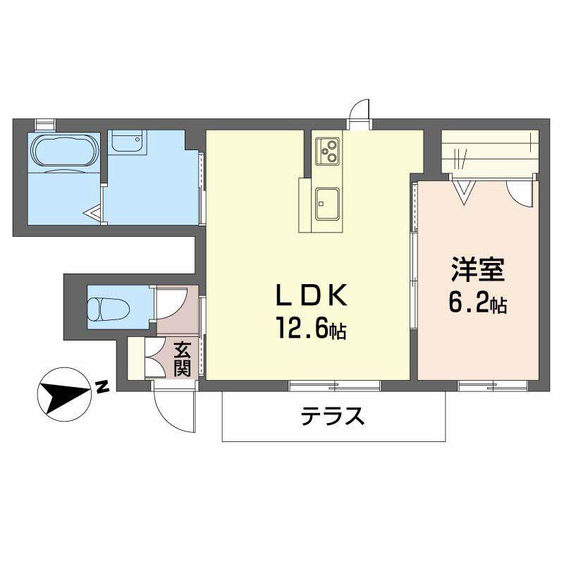 アルトピアーノ京山(1LDK/1階)の間取り写真