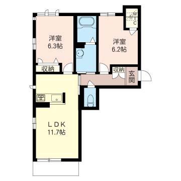サクラフローレ(2LDK/3階)の間取り写真