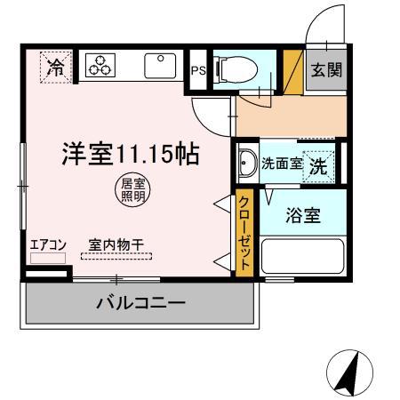 ワイズフォレストIII袖ケ浦(ワンルーム/2階)の間取り写真