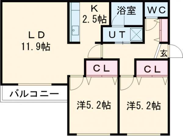BLOOM(2LDK/2階)の間取り写真
