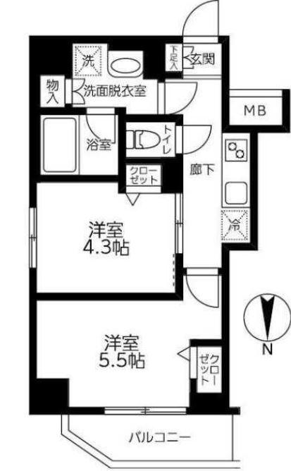ティモーネ グランデ田端(2K/3階)の間取り写真