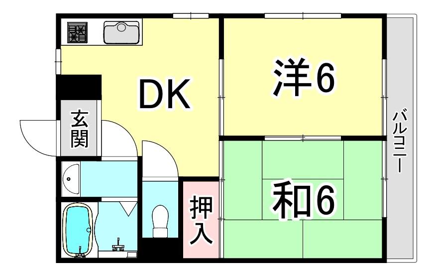 アイビー夙川(2DK/2階)の間取り写真