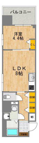 ふぁみーゆ夕陽ケ丘(1LDK/6階)の間取り写真