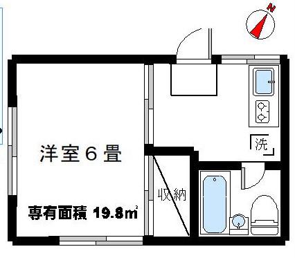 コーポムネ(1K/2階)の間取り写真