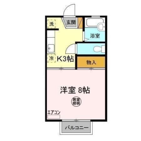 ライトハウス(1K/2階)の間取り写真