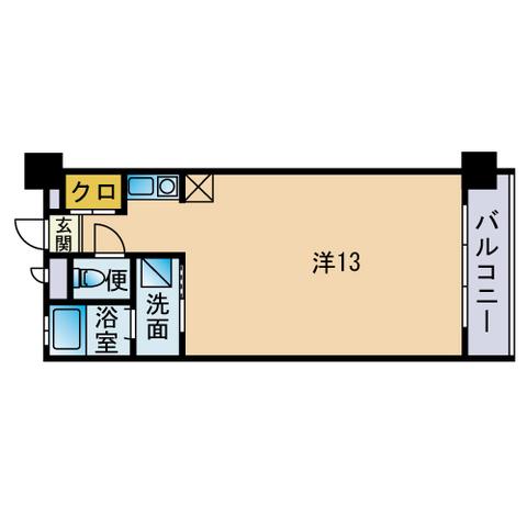 奈多パピヨン(ワンルーム/3階)の間取り写真