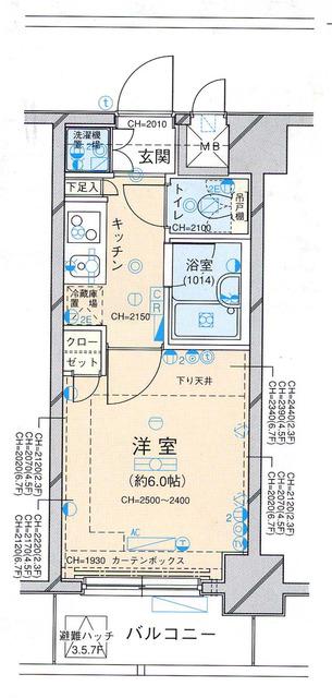 パレステュディオ神楽坂(1K/7階)の間取り写真