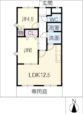 ライラック(2LDK/1階)の間取り写真