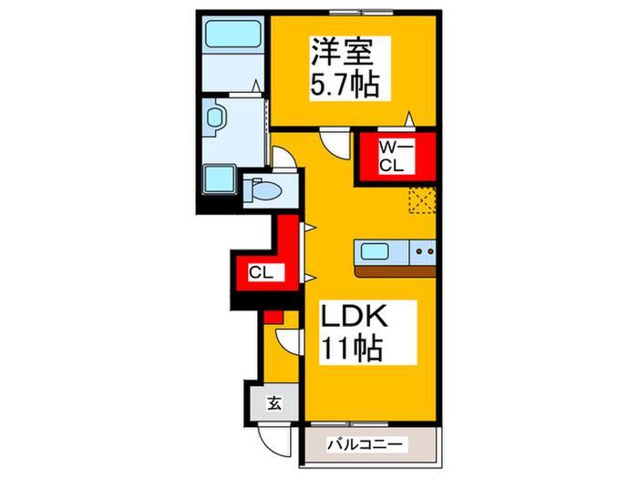 GRANDEUR MILANO(1LDK/1階)の間取り写真