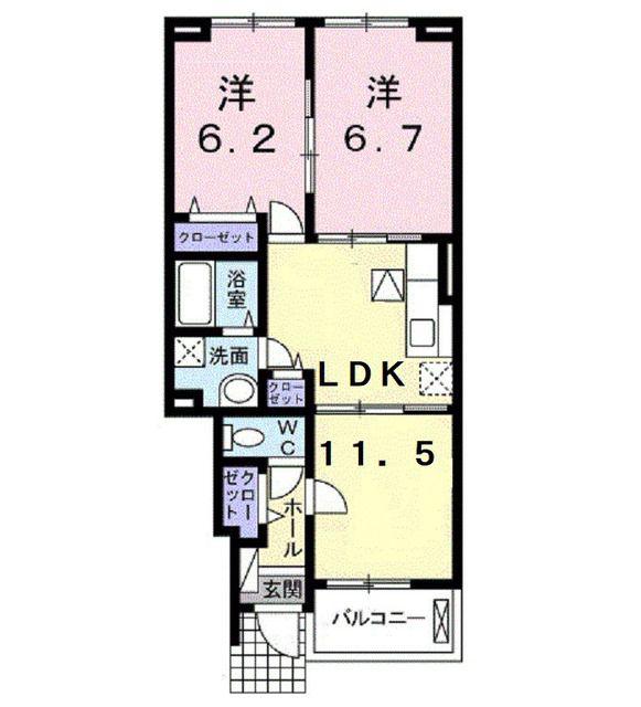 グラース(2LDK/1階)の間取り写真