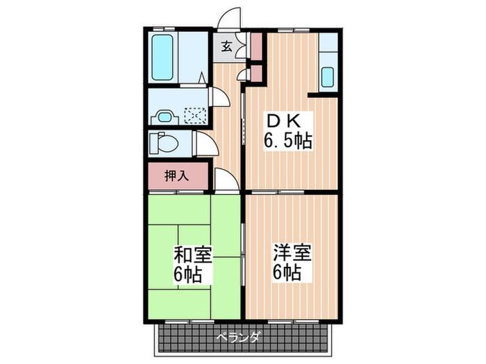 セントラル河内(2DK/2階)の間取り写真