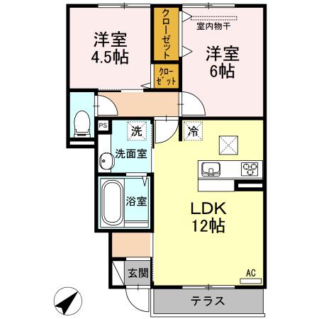 ウィット西川口(2LDK/1階)の間取り写真