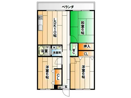 エトワール須磨(3LDK/1階)の間取り写真