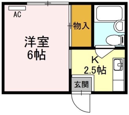 福島ハイツ(1K/2階)の間取り写真