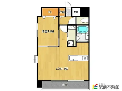 メゾンアマファソン(1LDK/3階)の間取り写真