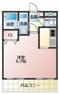 ステラウッド道明寺II(1K/3階)の間取り写真