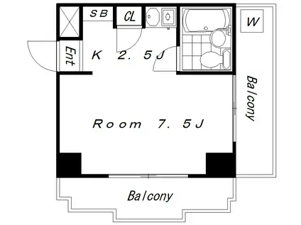 メゾンあずみ野(1K/2階)の間取り写真