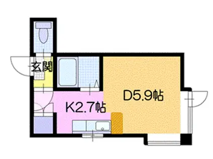 クルーズハウス新札幌B(1K/2階)の間取り写真