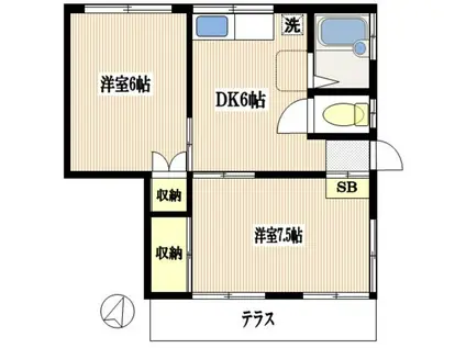 コーポ福寿(2DK/1階)の間取り写真