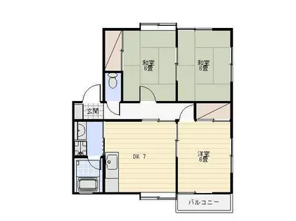 ハイツリップル(3DK/2階)の間取り写真