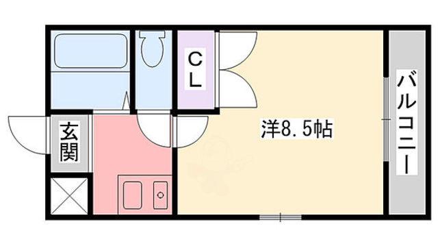 滝野社レジデンス(1K/2階)の間取り写真
