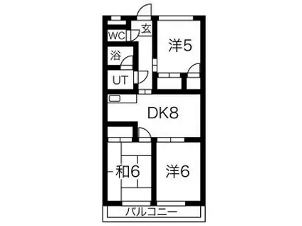 ブルーメンハウスI(3DK/3階)の間取り写真