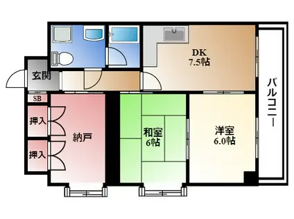 荘園白川(2SDK/10階)の間取り写真