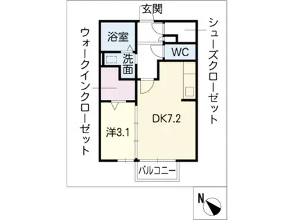 セジュールアラコ A(1DK/2階)の間取り写真