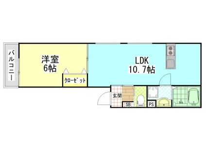CLEAR植松(1LDK/1階)の間取り写真