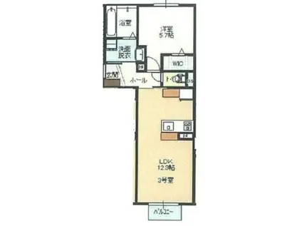 ハートフル新保(1LDK/1階)の間取り写真